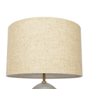 Aurora Ribbed Glass Lamp Base Clear Table Lamp Large Linen Shade - West Lamp