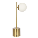 Ethereal Modern Small Brass Metal Table Lamp, Desk Lamp Fixture with White Glass Globe Shade - West Lamp