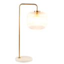 Haven Clear Glass Table Lamp, Gold Brush Metal and Marble Base, Button Control - West Lamp