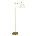 Majestic Brass Ring Base Curved Floor Lamp with Triangle White Drum Shade - West Lamp