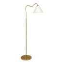 Majestic Brass Ring Base Curved Floor Lamp with Triangle White Drum Shade - West Lamp