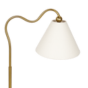 Ornate Brass Ring Base Curved Table Lamp with Triangle White Drum Shade - West Lamp