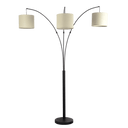 Royal 3-Arm Metal Arc Floor Lamp, Oil Rubbed Bonze with Linen Shade, 4 way Rotary Switch - West Lamp