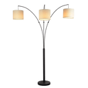 Royal 3-Arm Metal Arc Floor Lamp, Oil Rubbed Bonze with Linen Shade, 4 way Rotary Switch - West Lamp
