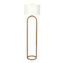 Vivid Brass Ring Base Floor Lamp with Large White Drum Shade - West Lamp