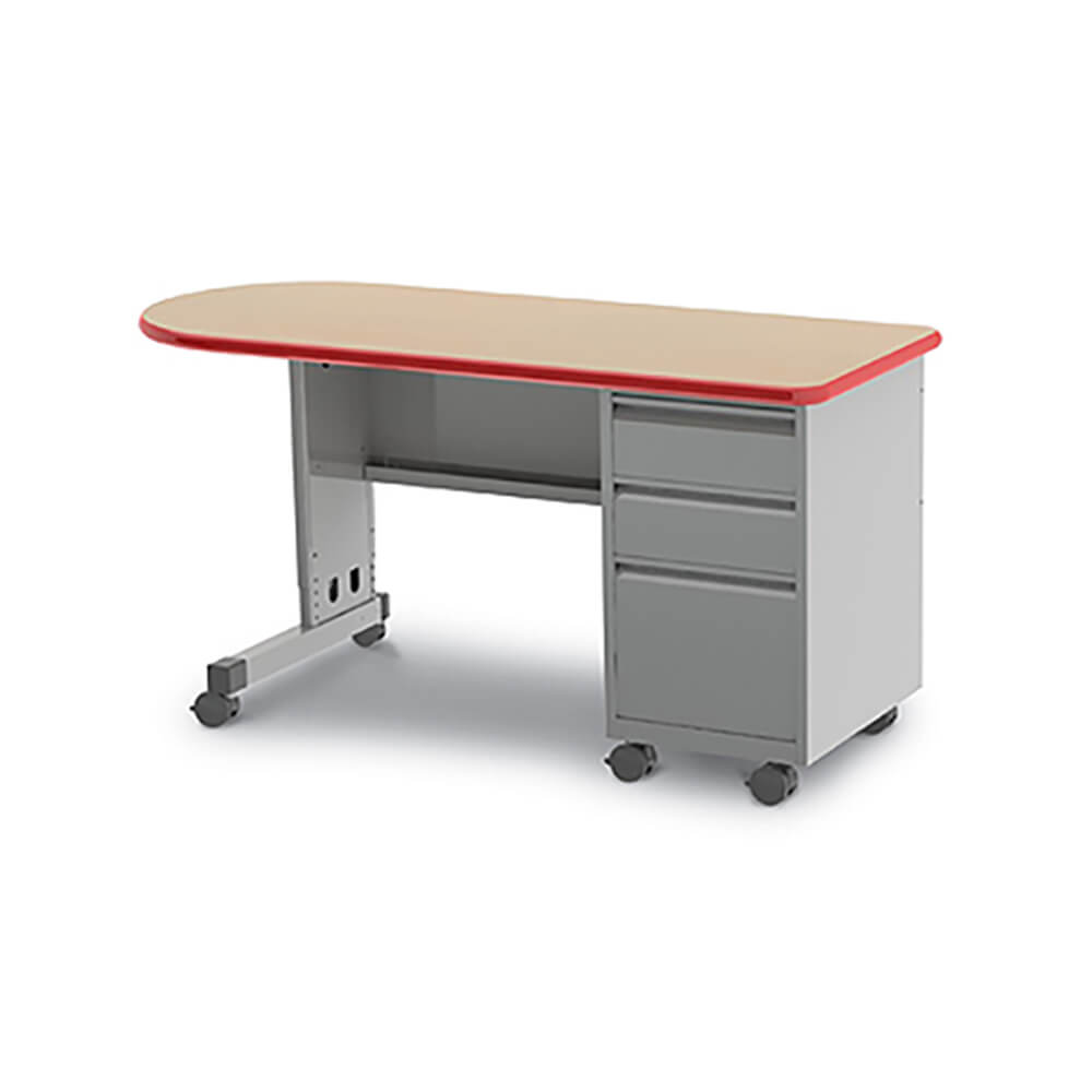 Cascade Teacher Desk – Single Pedestal, Single Bullet