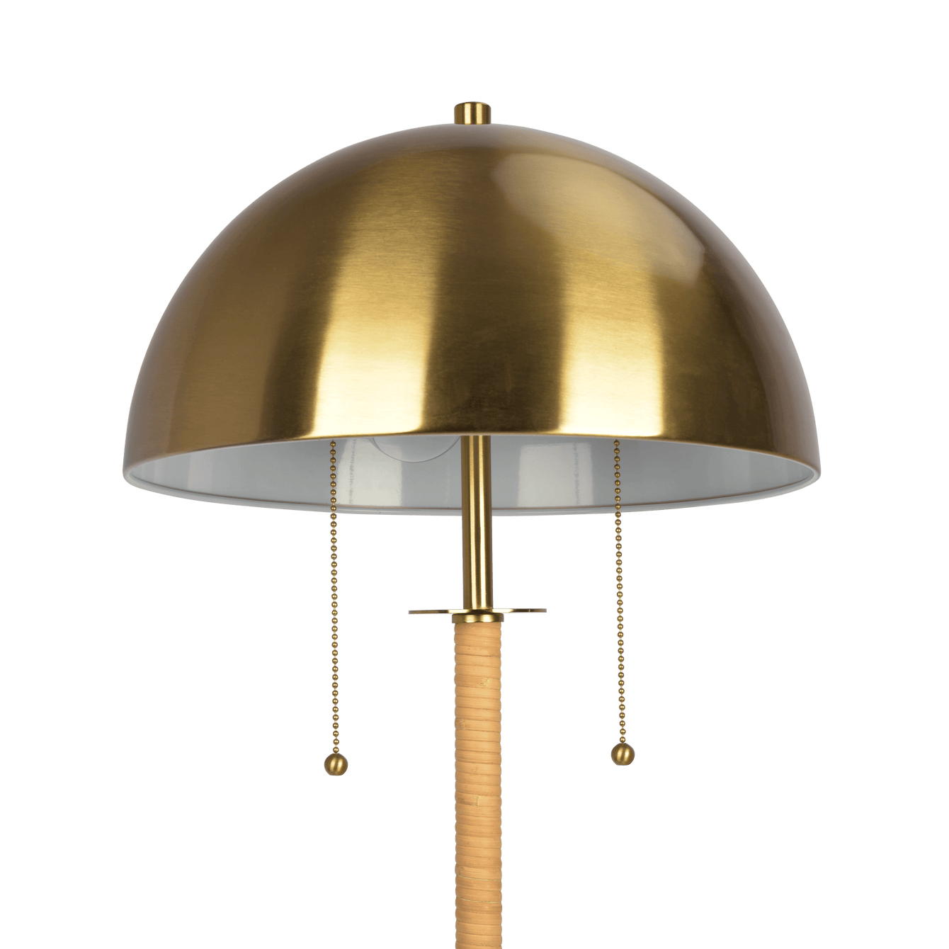 Allure 2-Light Floor Lamp, Gold Brass, Natural Rattan Tube , Double On/Off Pull Chain - West Lamp