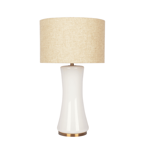 Cascade Glass Lamp Golden Base Off White Glass Table Lamp