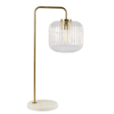 Haven Clear Glass Table Lamp, Gold Brush Metal and Marble Base, Button Control - West Lamp