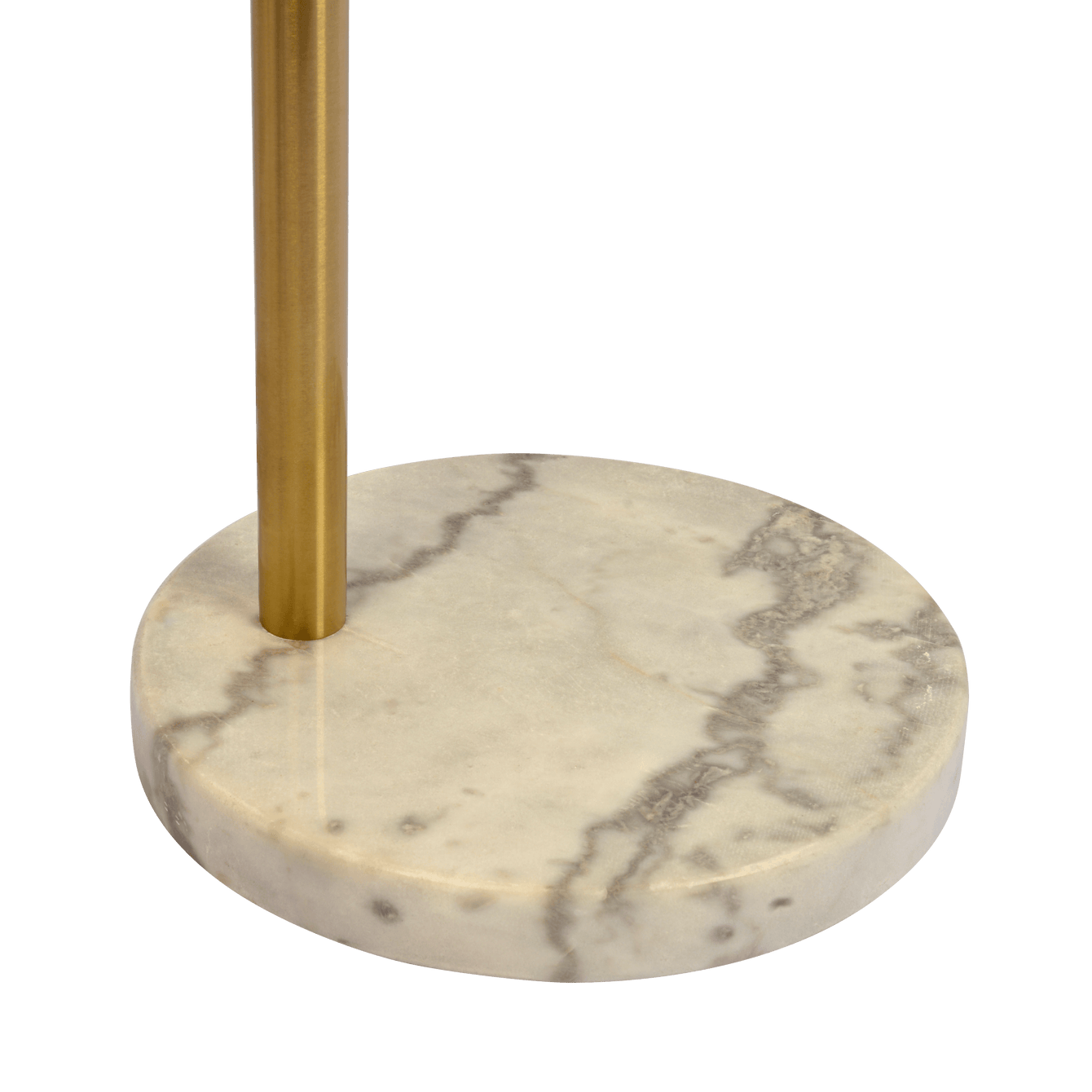 Oasis Long Arm Gold Brass Adjustable Floor Lamp with Round White Marble Base - West Lamp