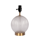 Serenity Round Ribbed Glass Lamp Base Clear Table Lamp Large Linen Shade - West Lamp