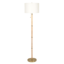 Stellar Wood Rattan Tube , Gold Brass Metal and White Linen Shade Floor Lamp - West Lamp