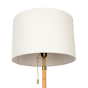 Stellar Wood Rattan Tube , Gold Brass Metal and White Linen Shade Floor Lamp - West Lamp