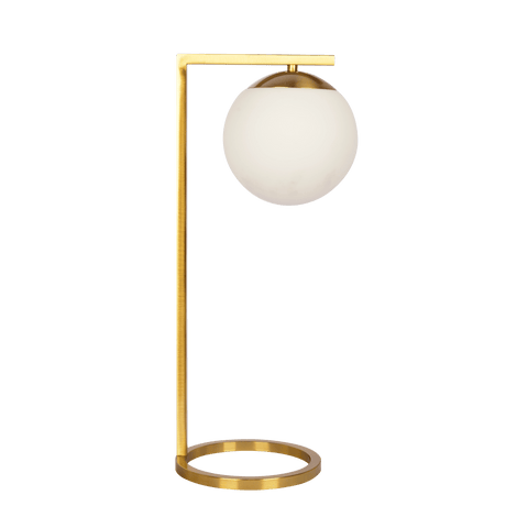 Velvet Globe Table Lamp White Opal Glass with Dimmer Switch Inline