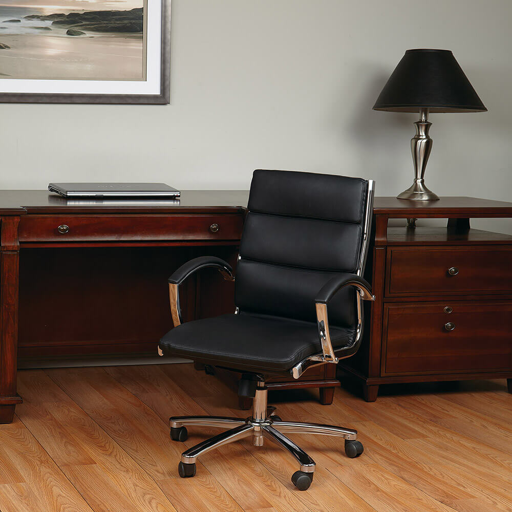 Mid Back Executive Black Faux Leather Chair